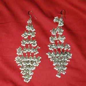 White beaded earrings